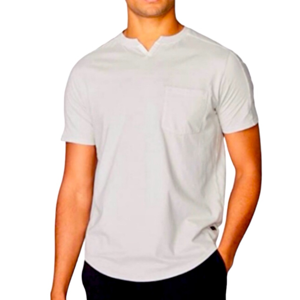 Go Couture V Neck Pocket Tee Shirt Men Color Grey Size S